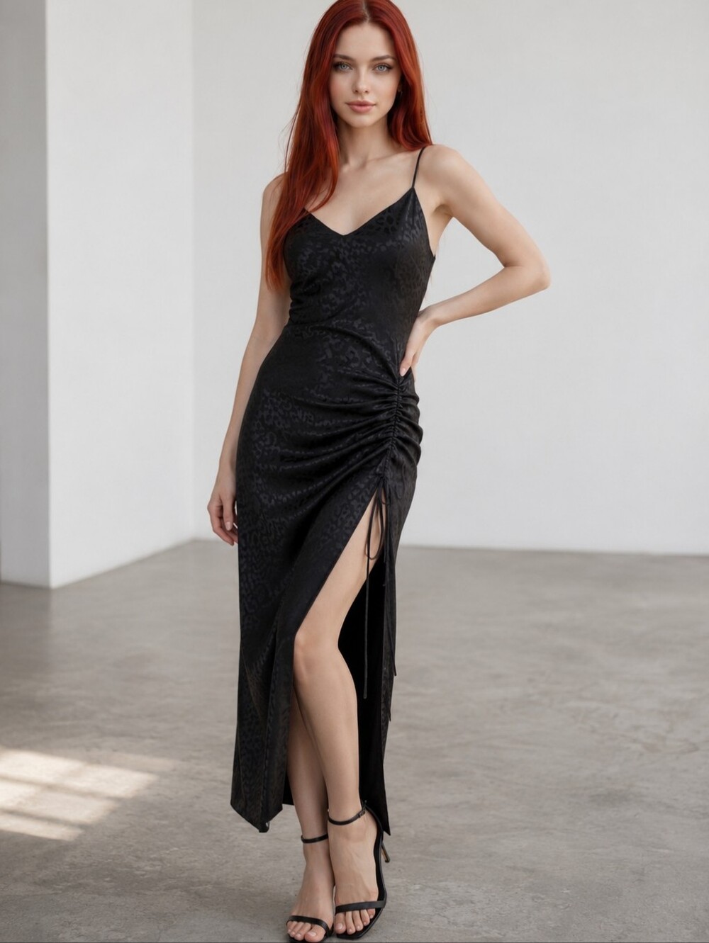 The Range Jet Black Cinched Jacquard Maxi Dress - Size Large - NWOT